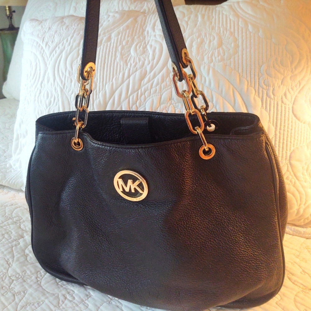 Michael Kors Black Leather Tote Bag